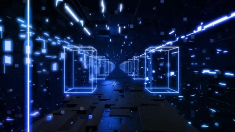 3d looped abstract background with data blocks. Information technology concept Stock Footage 348245963