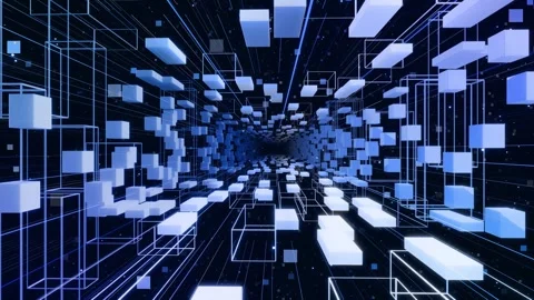 3d looped abstract background with data blocks. Information technology concept Stock Footage 348246683