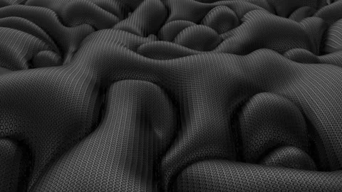 3d Looped abstract ribbed background. Wavy surface with ripples and bubbles.Tren Stock Footage 118592143