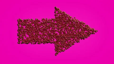 3d Looped animation of arrow pointer. Small metallic balls shapes wavy surface w Stock Footage 124837669