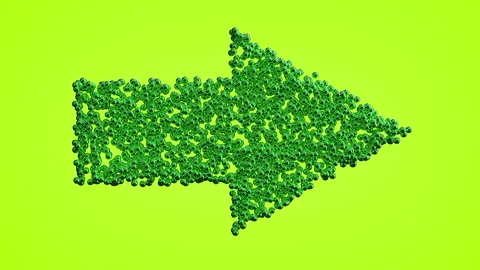 3d Looped animation of arrow pointer. Small metallic balls shapes wavy surface w Stock Footage 124865270