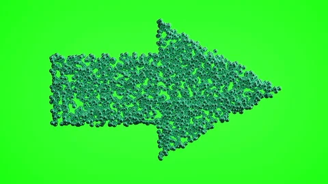 3d Looped animation of arrow pointer. Small metallic balls shapes wavy surface w Stock Footage 124866498