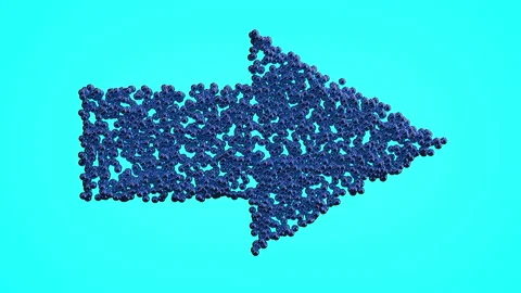 3d Looped animation of arrow pointer. Small metallic balls shapes wavy surface w Stock Footage 124866673