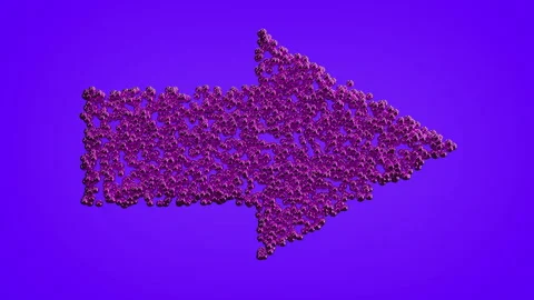 3d Looped animation of arrow pointer. Small metallic balls shapes wavy surface w Stock Footage 124867117