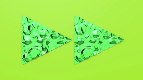 3d Looped animation of Fast Forward button in shape of triangles. Wavy surface w Stock Footage 124852857