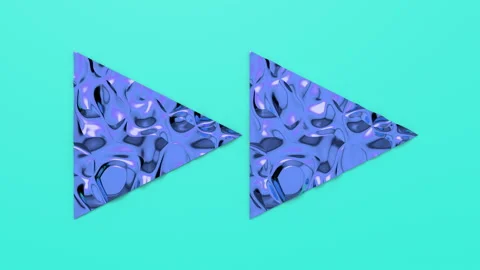 3d Looped animation of Fast Forward button in shape of triangles. Wavy surface w Stock Footage 124853404