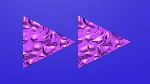3d Looped animation of Fast Forward button in shape of triangles. Wavy surface w Stock Footage 124853724