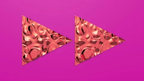 3d Looped animation of Fast Forward button in shape of triangles. Wavy surface w Stock Footage 124853931