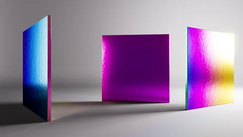 3d looped animation. Metallic flat square panels, holographic blocks Stock Footage 276182180