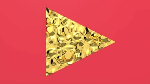 3d Looped animation of Play button in shape of triangle. Wavy surface with rippl Stock Footage 122689901