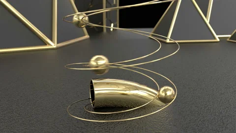 3d looped animation of rolling down balls through a tunnel. Geometric elegant de Stock Footage 149836707