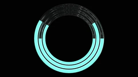 3d Looped animation of Trendy loading neon circles. Progress Icon with alpha cha Stock Footage 138212094