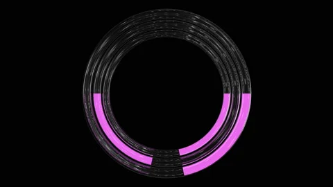 3d Looped animation of Trendy loading neon circles. Progress Icon with alpha cha Stock Footage 138212735