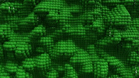 3d Looped background from small balls. Wavy surface with ripples and bubbles.Tre Stock Footage 128935085