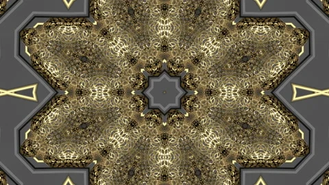3D Looped futuristic geometric background. Hypnotic luxury kaleidoscopic pattern Stock Footage 149836367