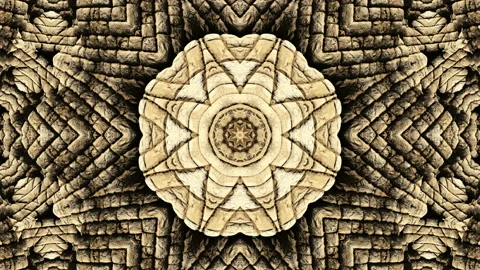3d Looped stone texture abstract decorative background. Hypnotic ornate kaleidos Stock Footage 118585220