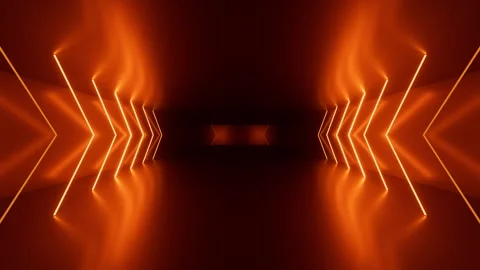 3d looping animated background. Linear arrows glow with red neon light Stock Footage 308303799