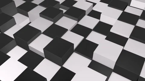 3D Looping Animation of Black and White Cubes, Abstract Geometric Pattern Stock Footage 309489700