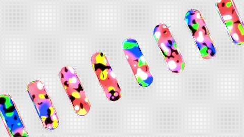 3D Looping Animation of Colorful Psychedelic Liquid Inside Glass Capsules Stock Footage 339473181