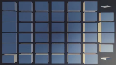 3d looping background blocks transforming and spinning with blue gradient. Ab Stock Footage 140803293