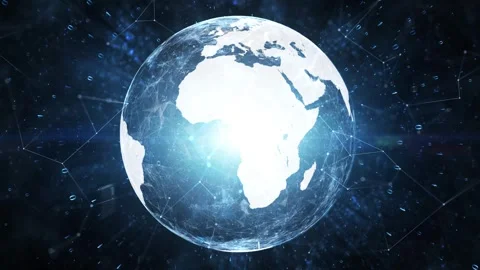 3d looping binary data Earth sphere network technology animation Stock Footage 346390462