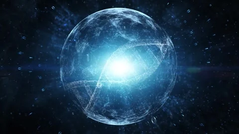 3d looping binary data sphere with dna chain network animation Stock Footage 346390463