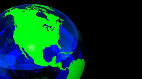 3D Looping Crystal Globe, Green Blue. Alpha Channel Stock Footage 6014349