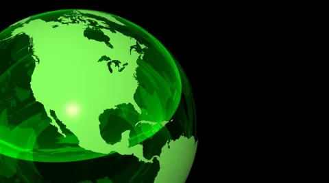 3D Looping Crystal Globe, Green. Alpha Channel Stock Footage 6254926
