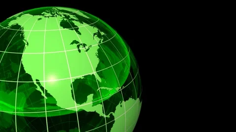 3D Looping Crystal Globe, Greenwith Grid. Alpha Channel Stock Footage 6253400
