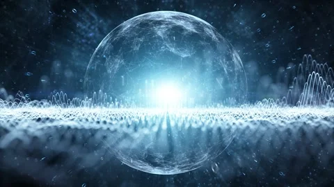 3d looping data sphere network technology with wavy background animation Stock Footage 344144592