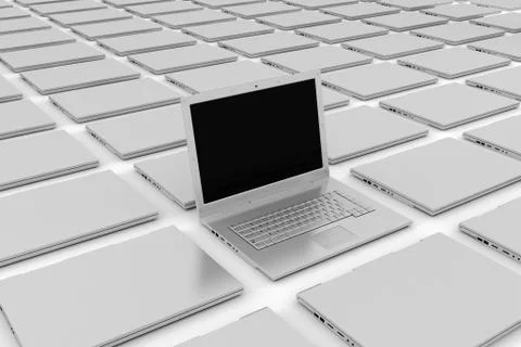 3d lot of laptops Stock Illustration