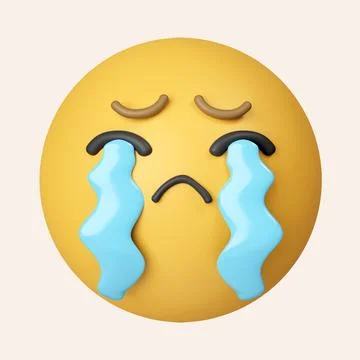 3d Loudly crying face icon. Yellow emoji with his mouth open, tears streaming Stock Illustration
