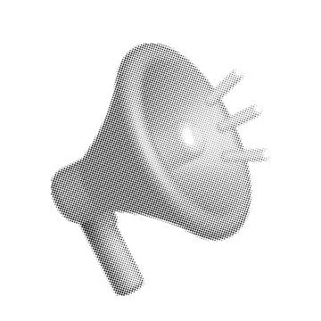 3d loudspeaker with halftone effects for collage in retro pop art style. Dotted Illustrazione stock