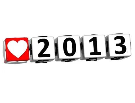 3d love 2013 button click here block text Stock Illustration