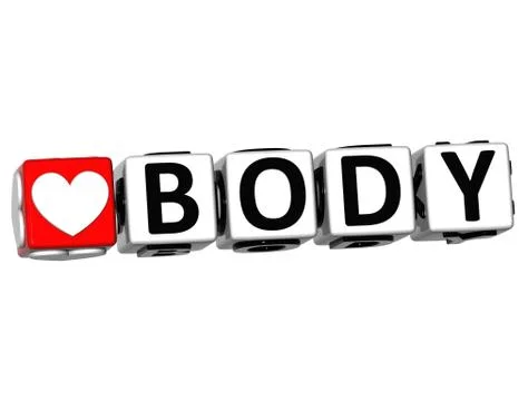 3d love body button click here block text Stock Illustration
