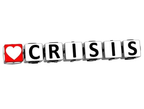 3d love crisis button click here block text Illustrazione stock