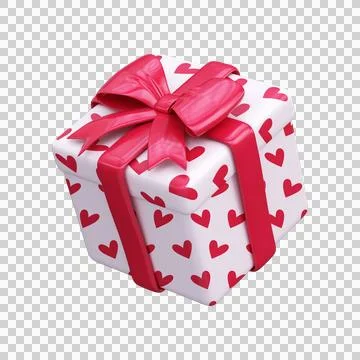 3D love gift. Gift box with hearts and pink bow Stock Illustration