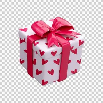 3D love gift. Gift box with hearts and pink bow Stock Illustration