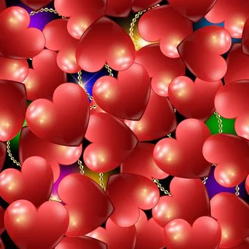 3d love hearts seamless pattern. Vector romantic background. Repeat backdrop. Illustrazione stock