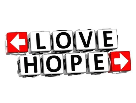 3d love hope button click here block text Illustration