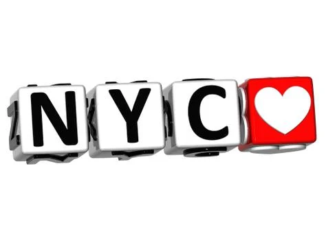3d love nyc button click here block text Stock Illustration