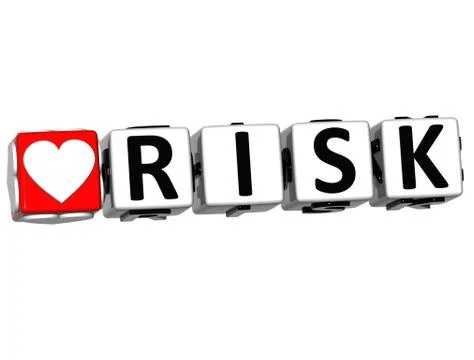 3d love risk button click here block text Stock Illustration