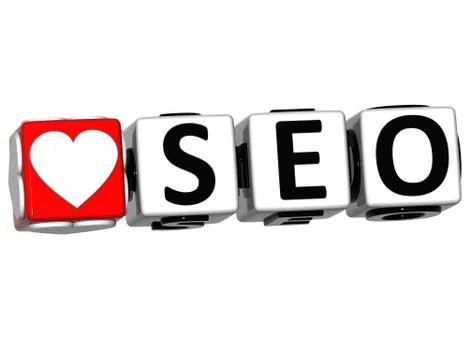 3d love seo button click here block text 스톡 일러스트