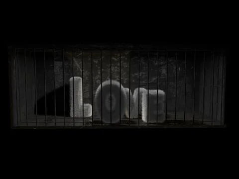 3D love word inside a prison Stock Illustration