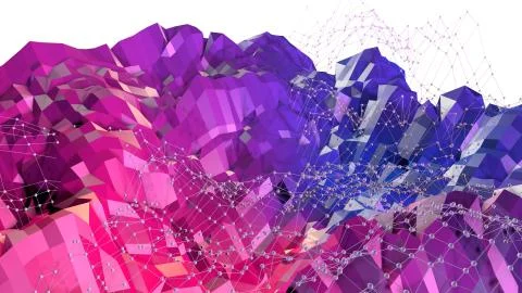 3d low poly abstract geometric background with modern gradient colors. 3d イラスト素材