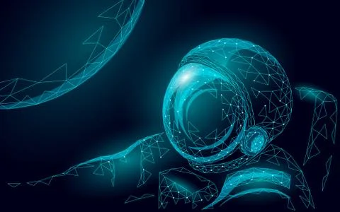 3D low poly astronaut in space. Outer space travel Moon exploration concept Stock-Illustration