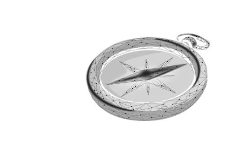 3D low poly compass. Business strategy problem solution concept. Journey travel 스톡 일러스트