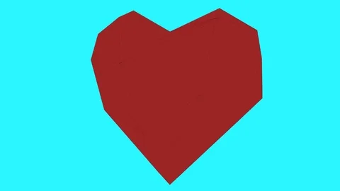 3D Low Poly Heart Alpha Key Animation Love Romance Stock Footage 77736233