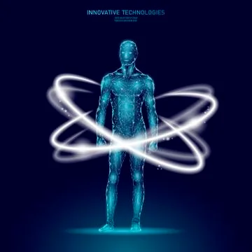 3D low poly human body HUD display doctor online. Future technology medicine Stock Illustration