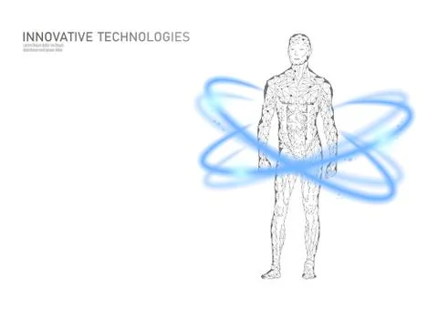 3D low poly human body HUD display doctor online. Future technology medicine Stock Illustration
